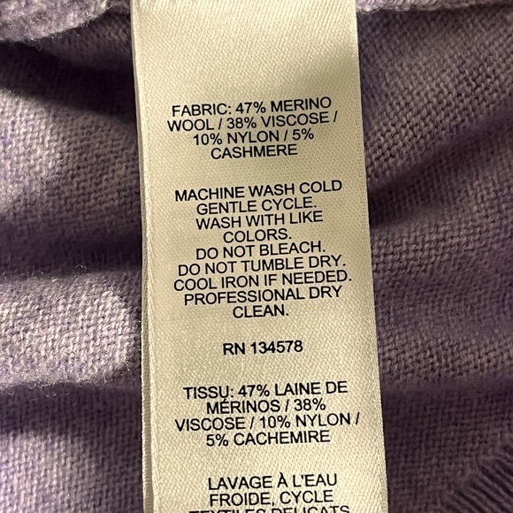 Vineyard Vines Merino Wool & Cashmere Purple Ruffled Kids Top L - Picture 9 of 11